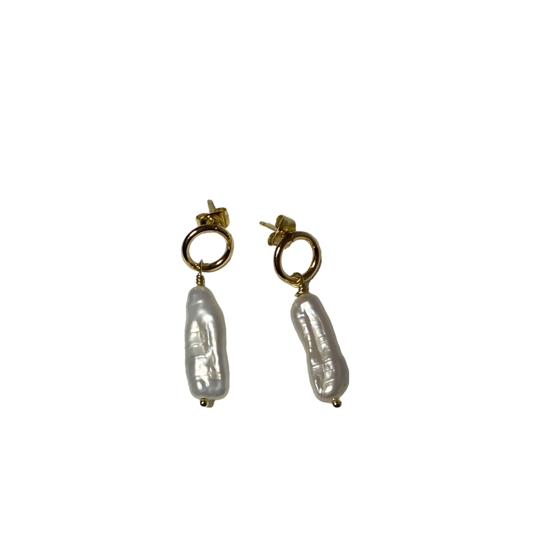 Genuine Pearl Drop Earrings 14k Gold Plated