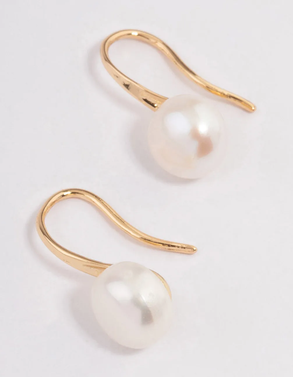 Gold Plated Freshwater Pearl Small Hook Drop Earrings