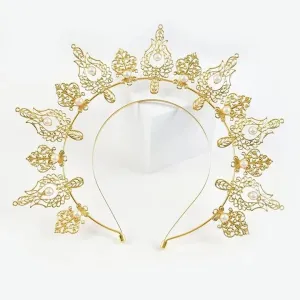 Gothic Goddess Spiked Halo Crown Festival Headdress Headband - Gold Style 2 ((SECONDS))