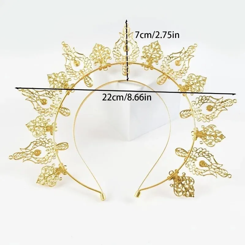 Gothic Goddess Spiked Halo Crown Festival Headdress Headband - Gold Style 2 ((SECONDS))