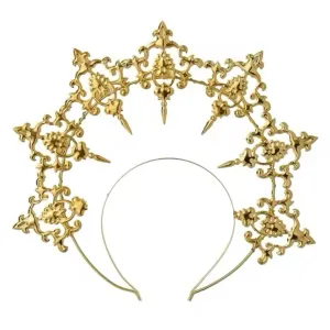 Gothic Goddess Spiked Halo Crown Festival Headdress Headband - Gold Style 3