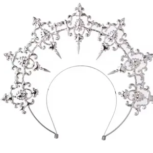 Gothic Goddess Spiked Halo Crown Festival Headdress Headband - Silver Style 3