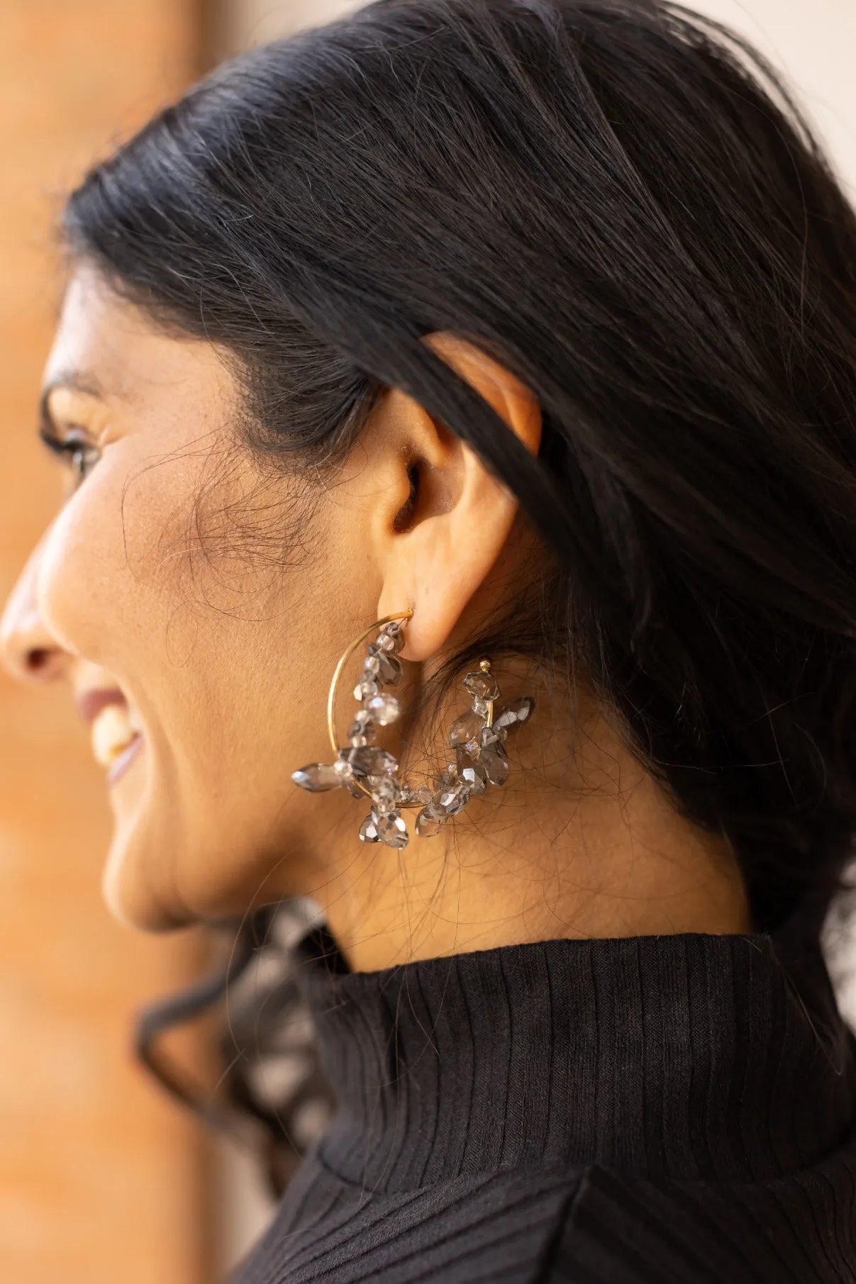 Grey Misty Meadows Blossom Hoops