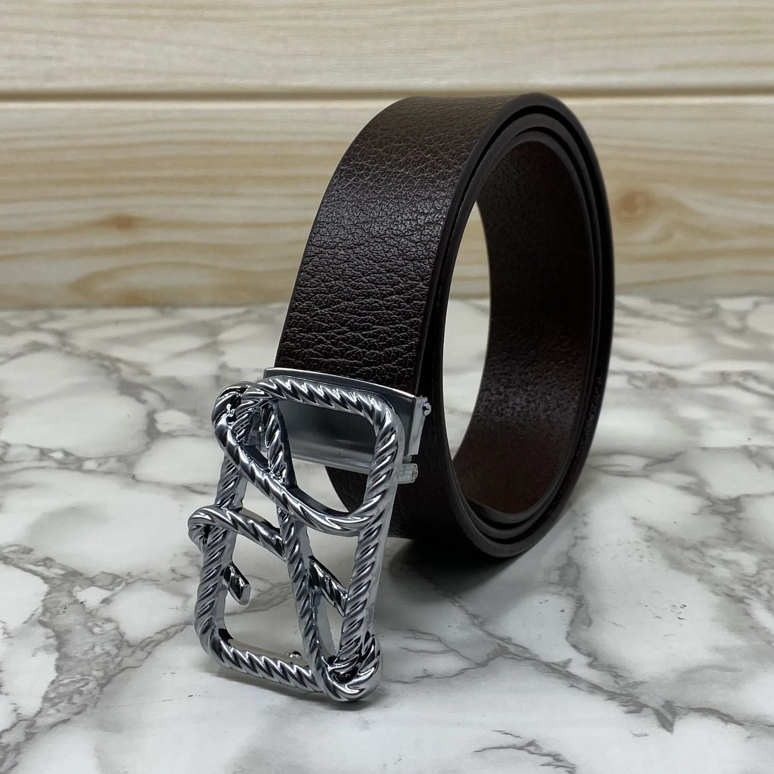 H-Pattern Leather Strap Belt For Men-JonasParamount