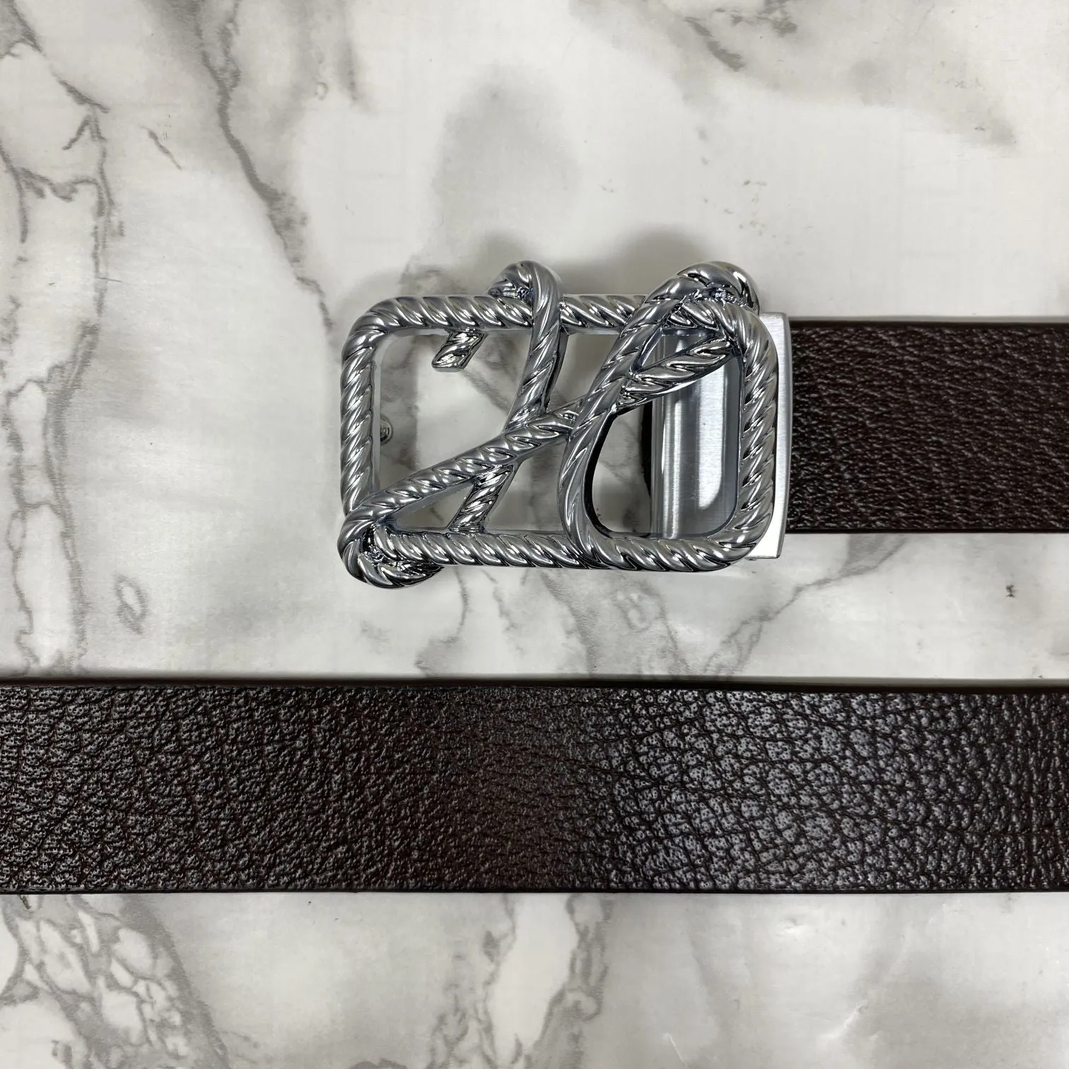 H-Pattern Leather Strap Belt For Men-JonasParamount