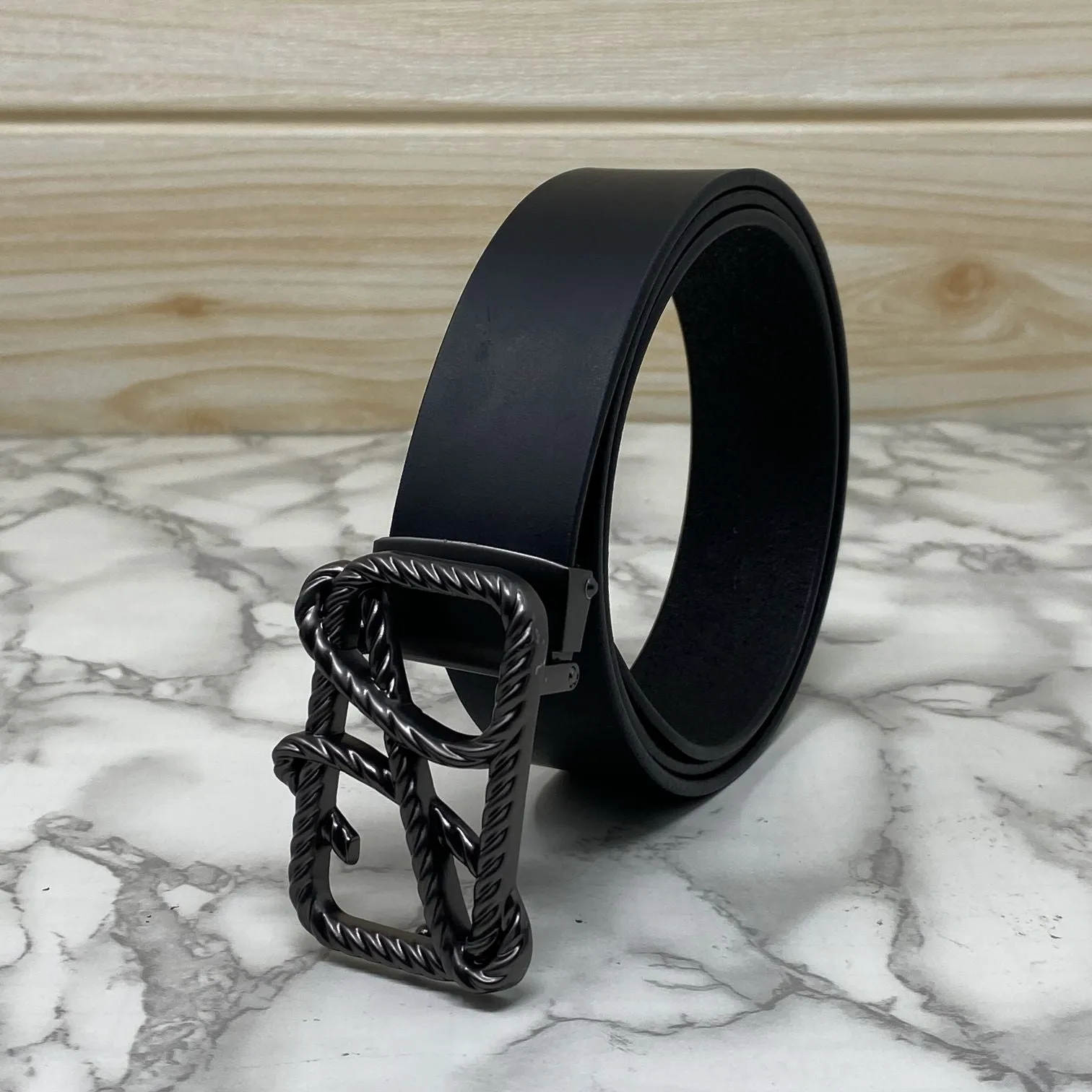 H-Pattern Leather Strap Belt For Men-JonasParamount