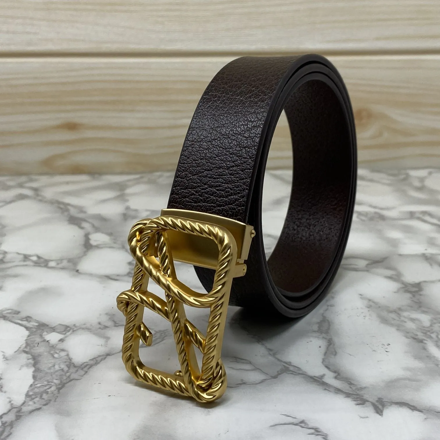 H-Pattern Leather Strap Belt For Men-JonasParamount