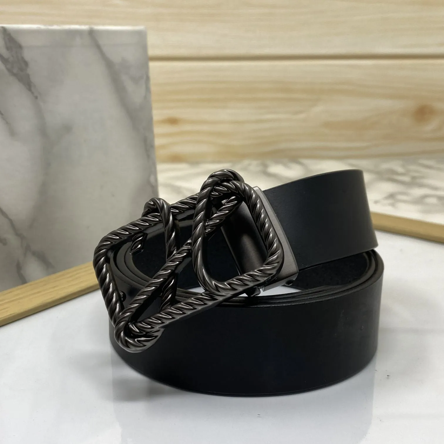 H-Pattern Leather Strap Belt For Men-JonasParamount