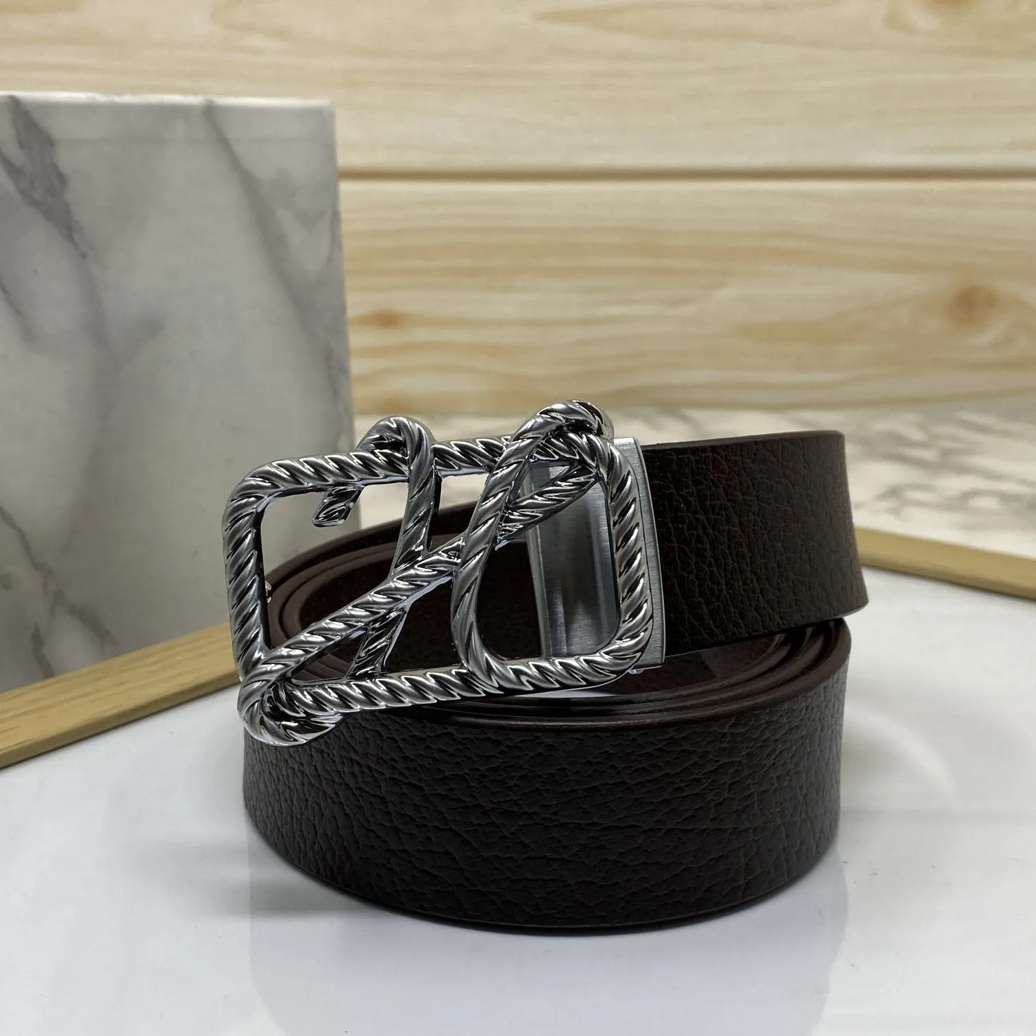 H-Pattern Leather Strap Belt For Men-JonasParamount