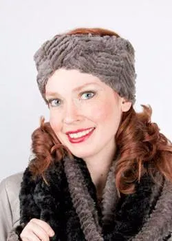 Headband - Chevron Faux Fur in Gray  Sold Out!