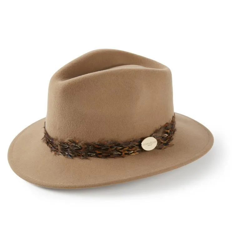 Hicks & Brown Suffolk Pheasant Wrap Fedora Hat - Camel