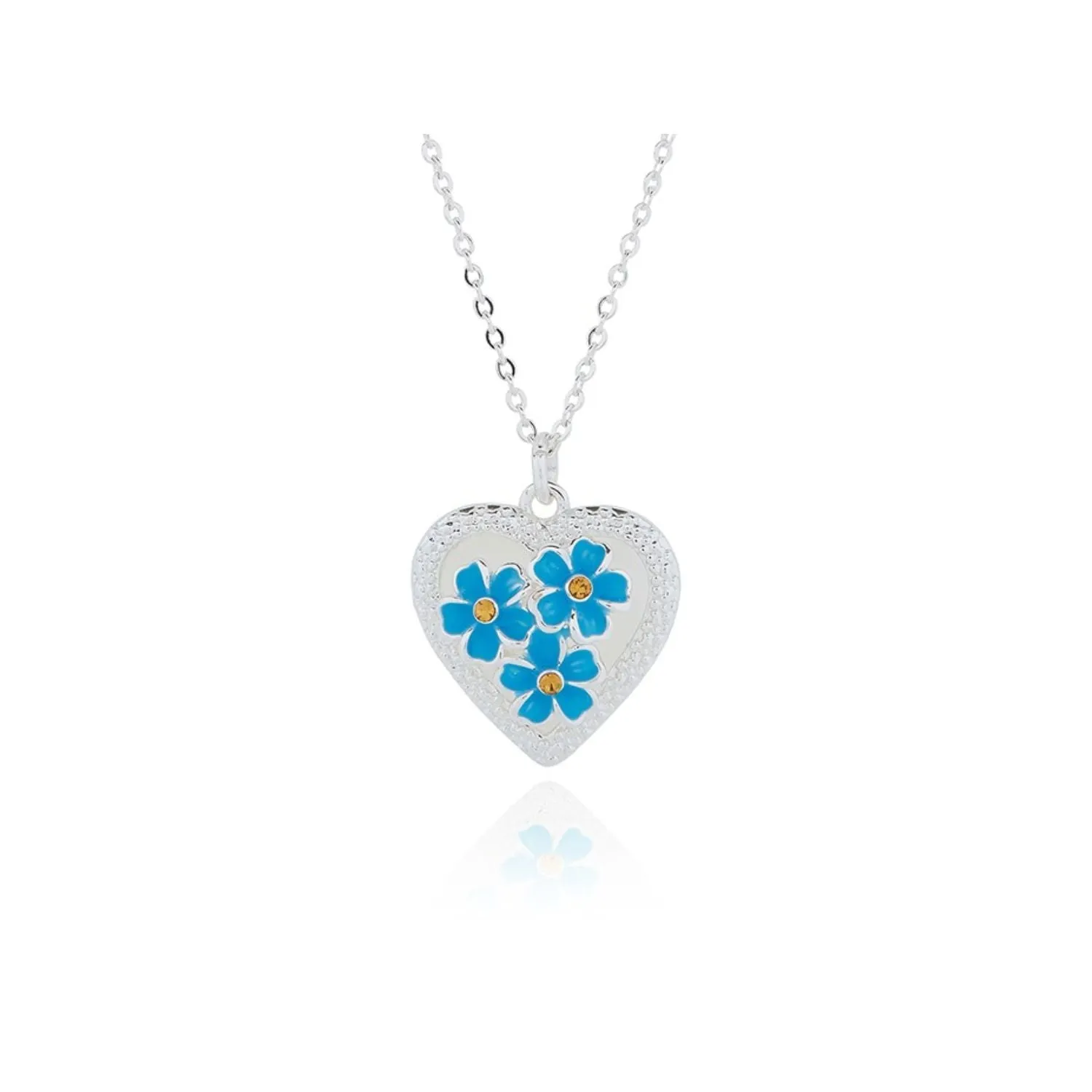 Joe Davies Forget Me Not plated Sparkle Heart Necklace