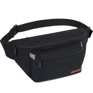 Large Fashion Hiking Waist Fanny Bag Pack Black- WF202