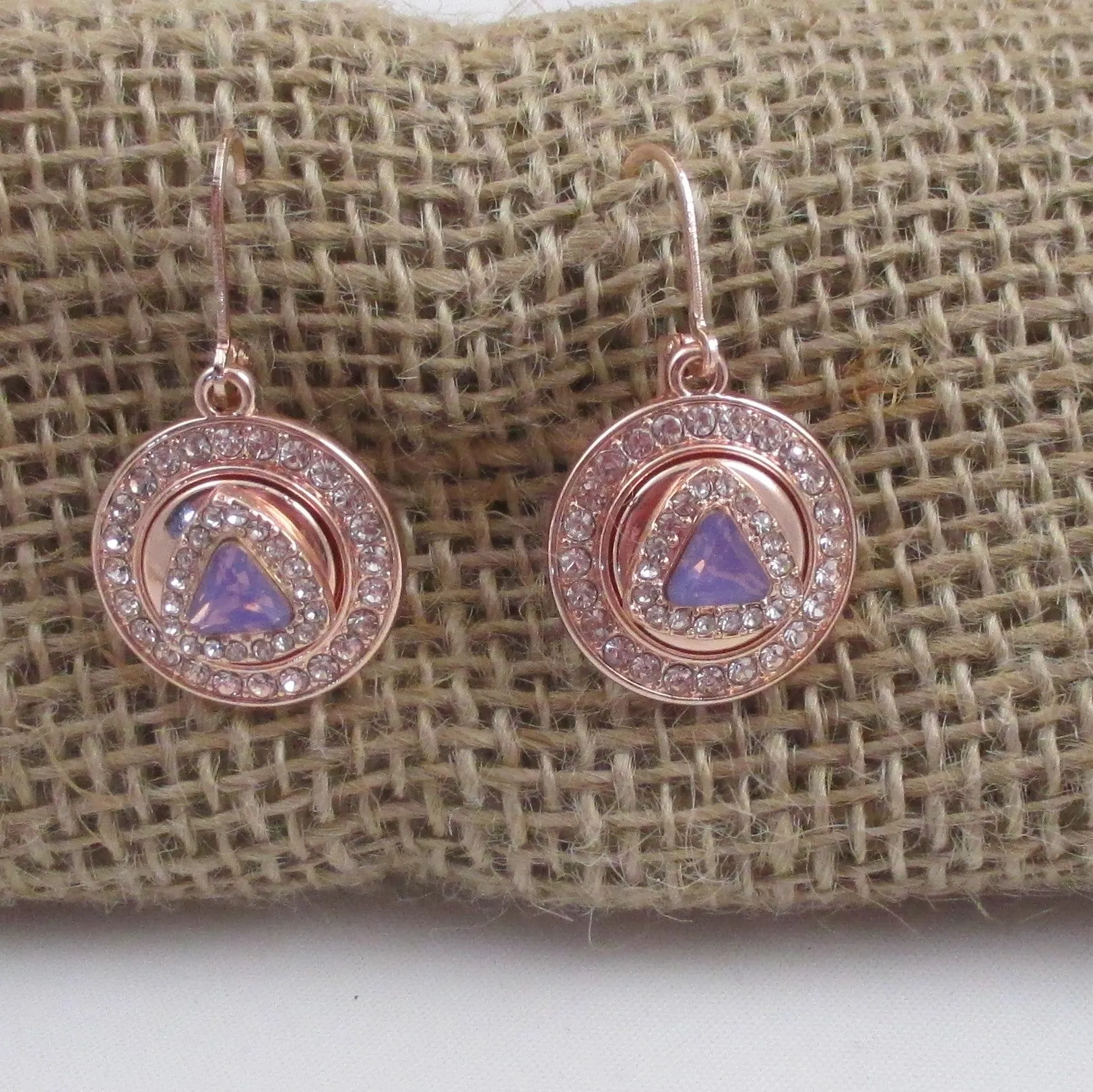 Lavender Crystal & Rose Gold Drop Earrings