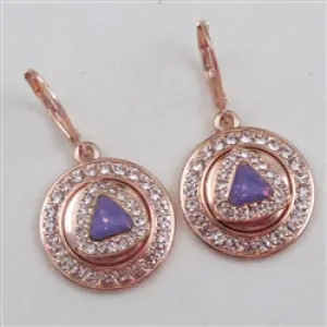 Lavender Crystal & Rose Gold Drop Earrings