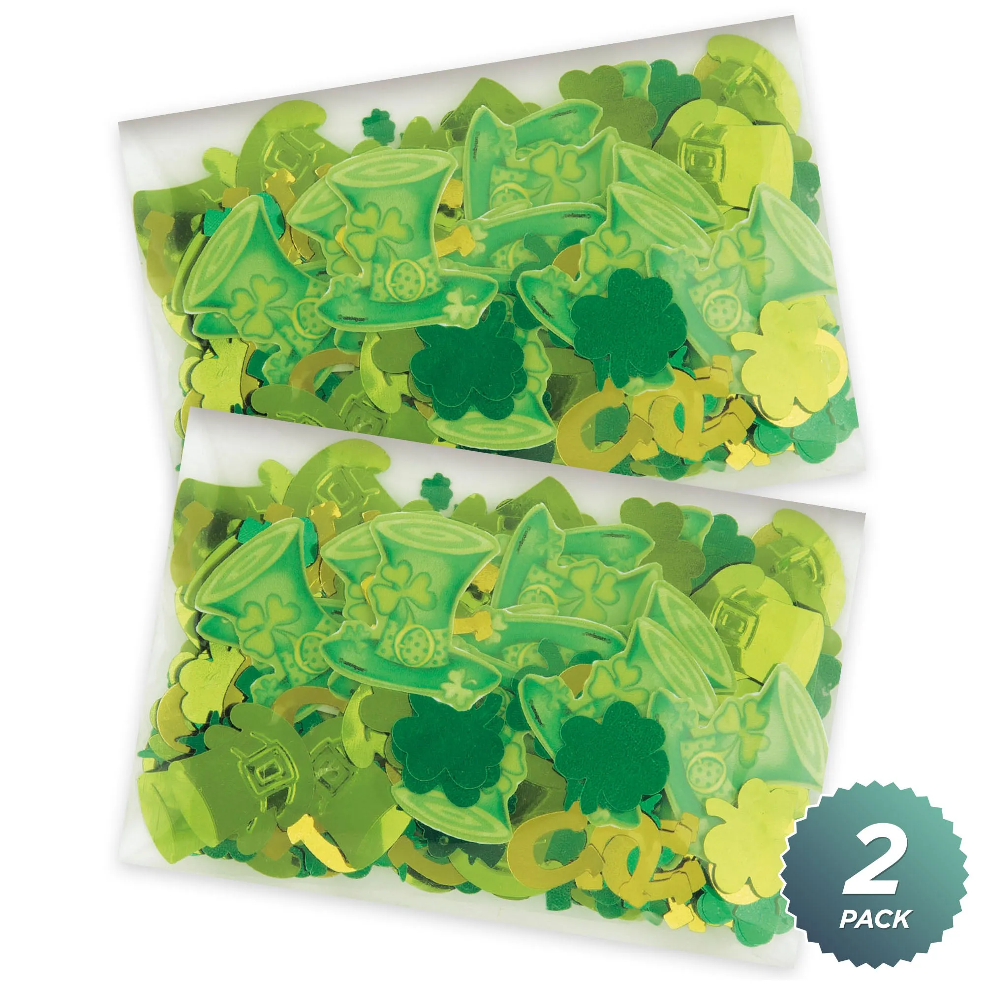 Lucky Shamrock and Horseshoe Printed Paper & Foil Confetti Table Scatter, 2 Pack