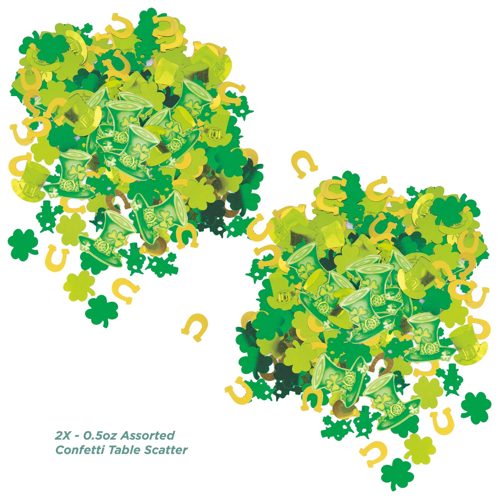 Lucky Shamrock and Horseshoe Printed Paper & Foil Confetti Table Scatter, 2 Pack