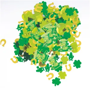 Lucky Shamrock and Horseshoe Printed Paper & Foil Confetti Table Scatter, 2 Pack