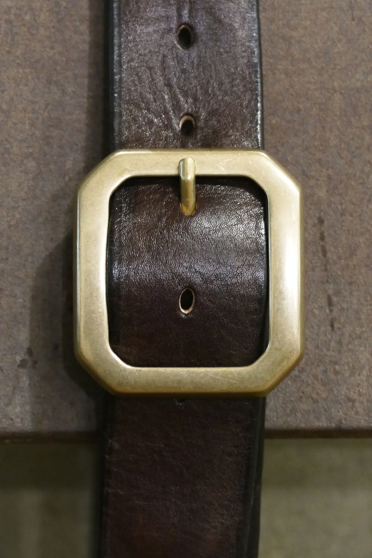 Luti - Type 933/40 Brass Buckle Leather Belt in Dark Brown