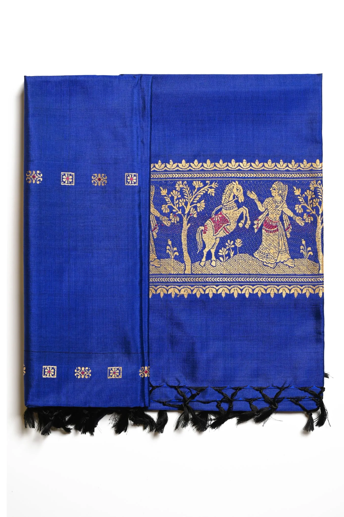 Miharu Royal Blue Handwoven Pure Silk Baluchari Dupatta