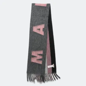 Mohair & Wool Maxi Logo Scarf - Neutral Grey