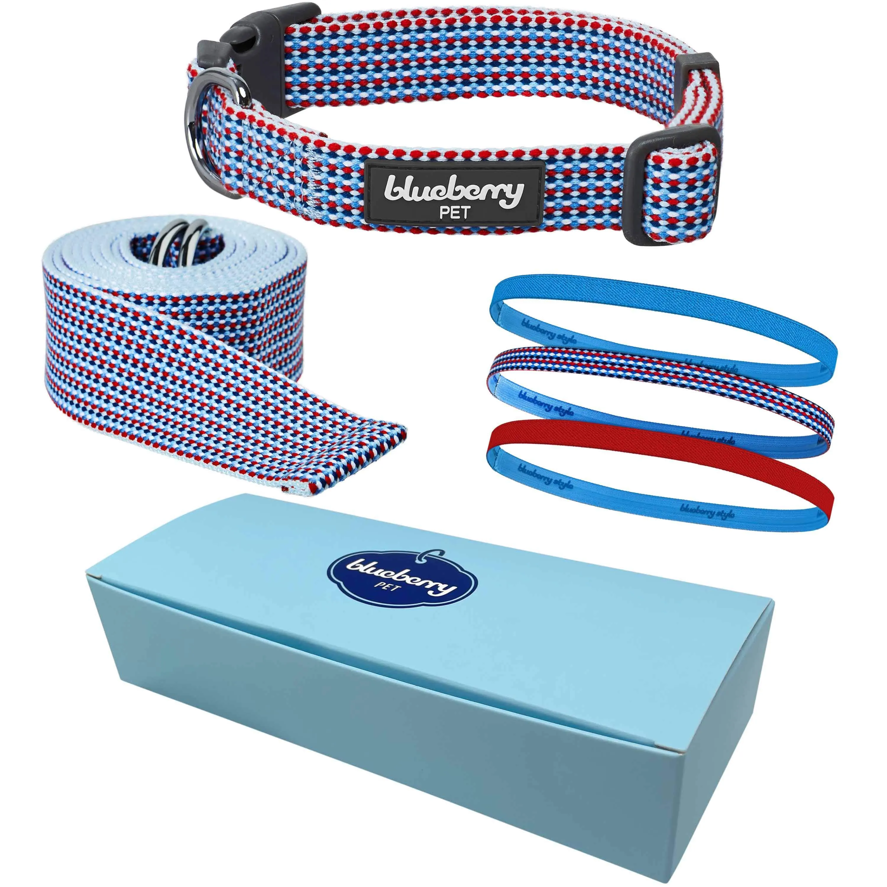 Multicolor Braids Variety Gift Box - 1 Dog Collar, 1 Yoga Stretch Strap & 3 Headbands