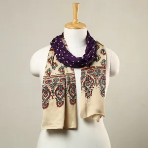 Multicolor - Kutch Bandhani Tie-Dye Ajrakh Block Printed Modal Silk Stole 04