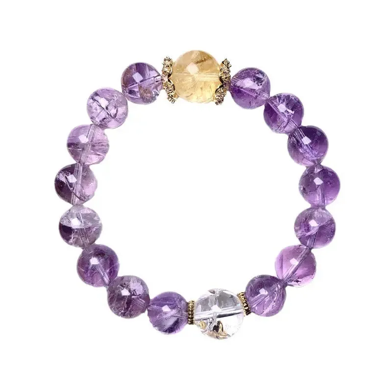 Natural Yellow & Purple Azeztulite Bracelet