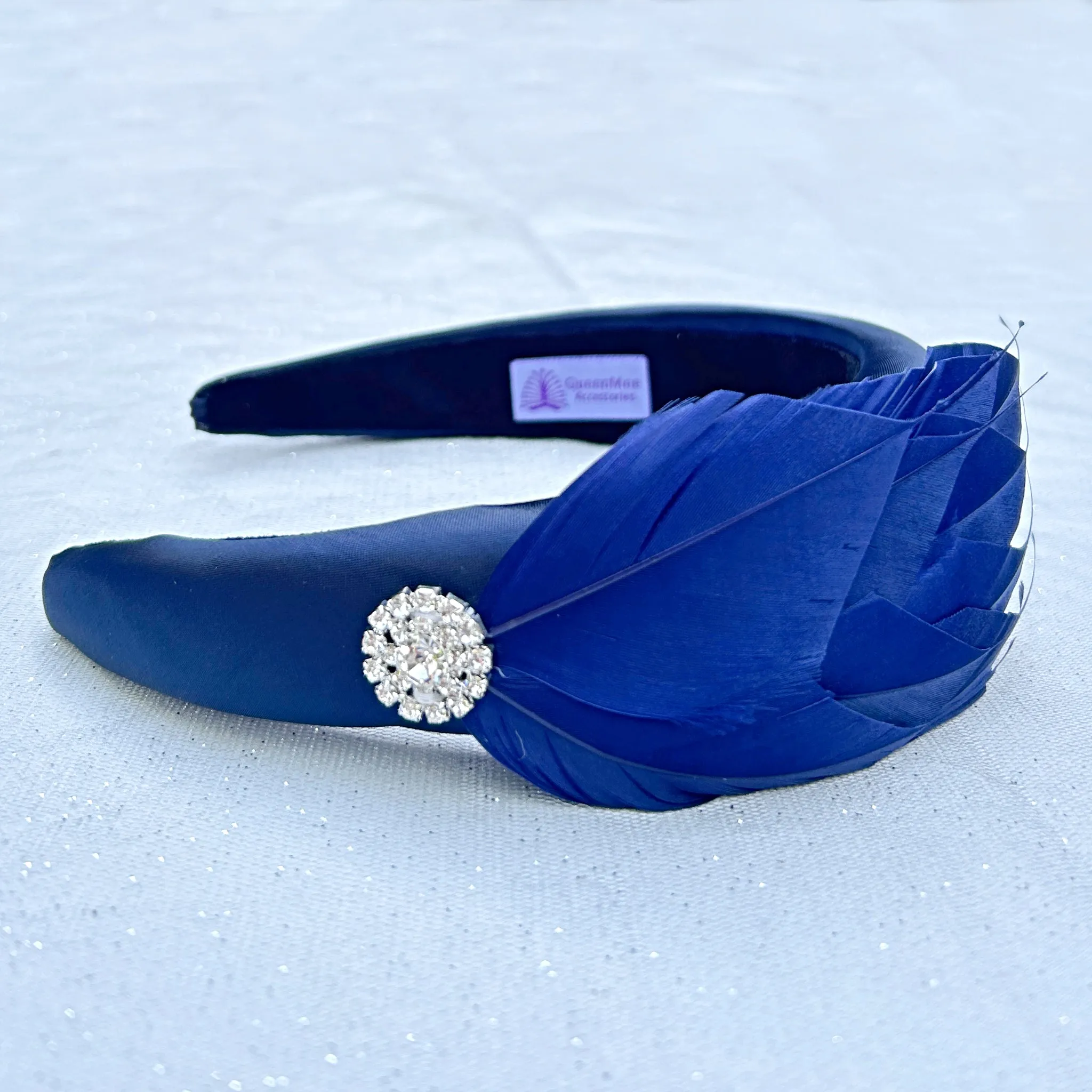 Navy Headpiece Races Headband Feather Fascinator Headband