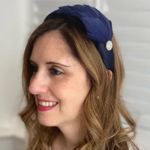 Navy Headpiece Races Headband Feather Fascinator Headband