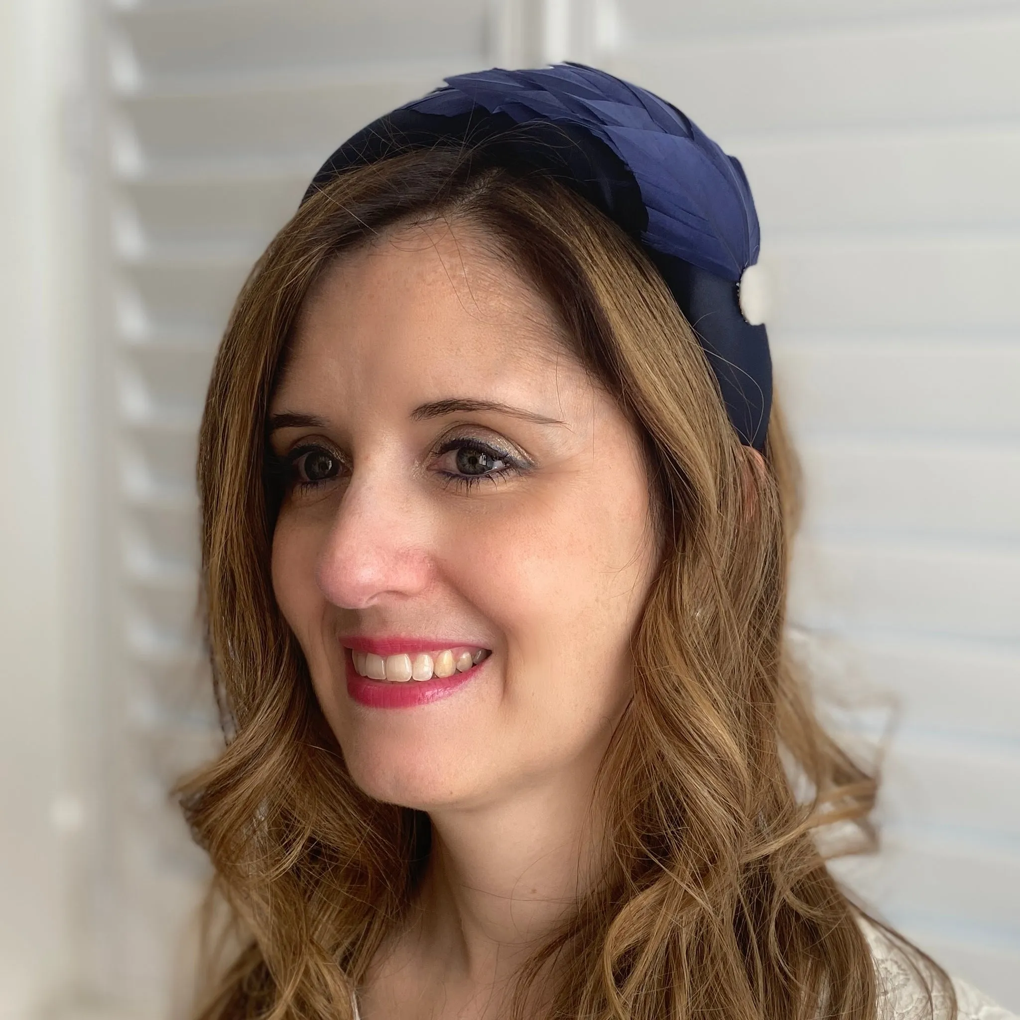 Navy Headpiece Races Headband Feather Fascinator Headband