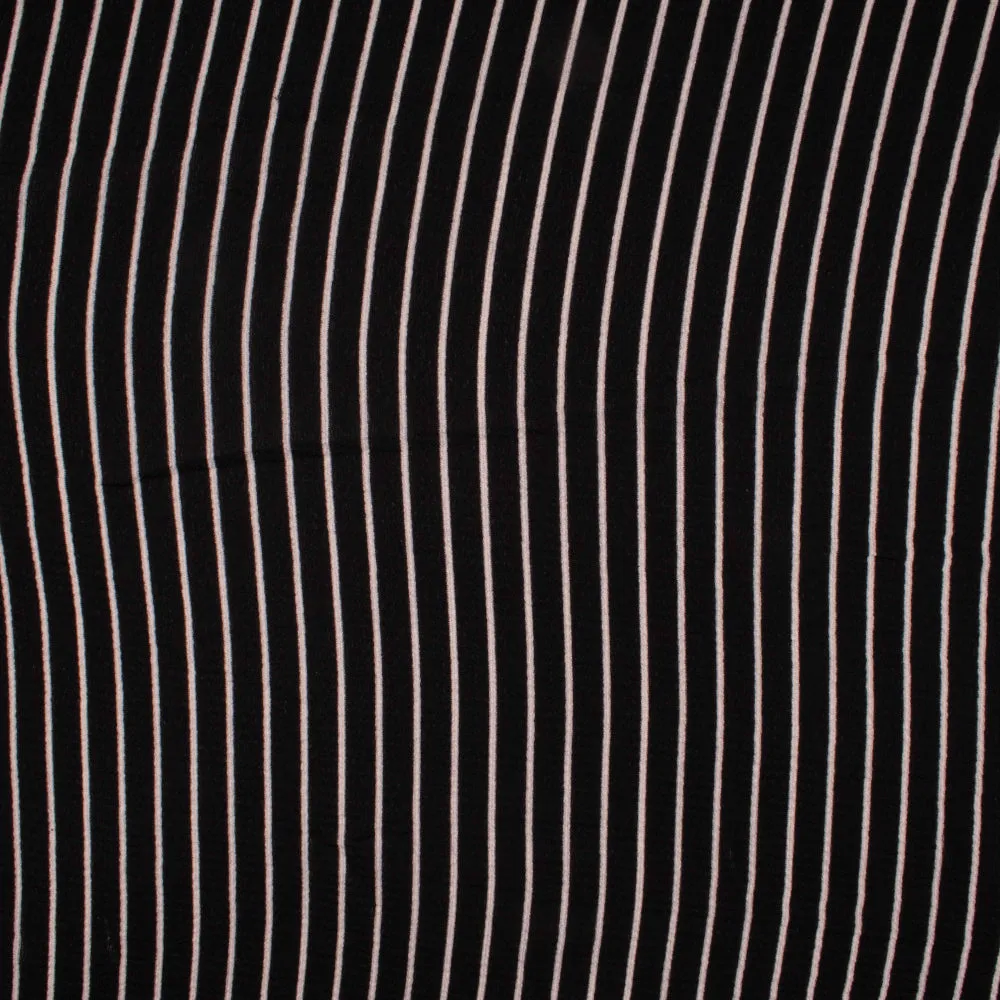 Novelty Polyester Print - Stripes - Black