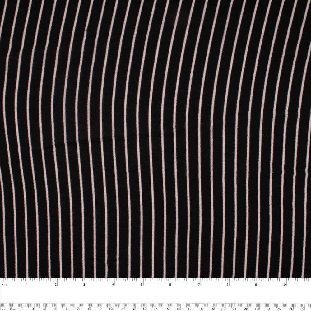 Novelty Polyester Print - Stripes - Black