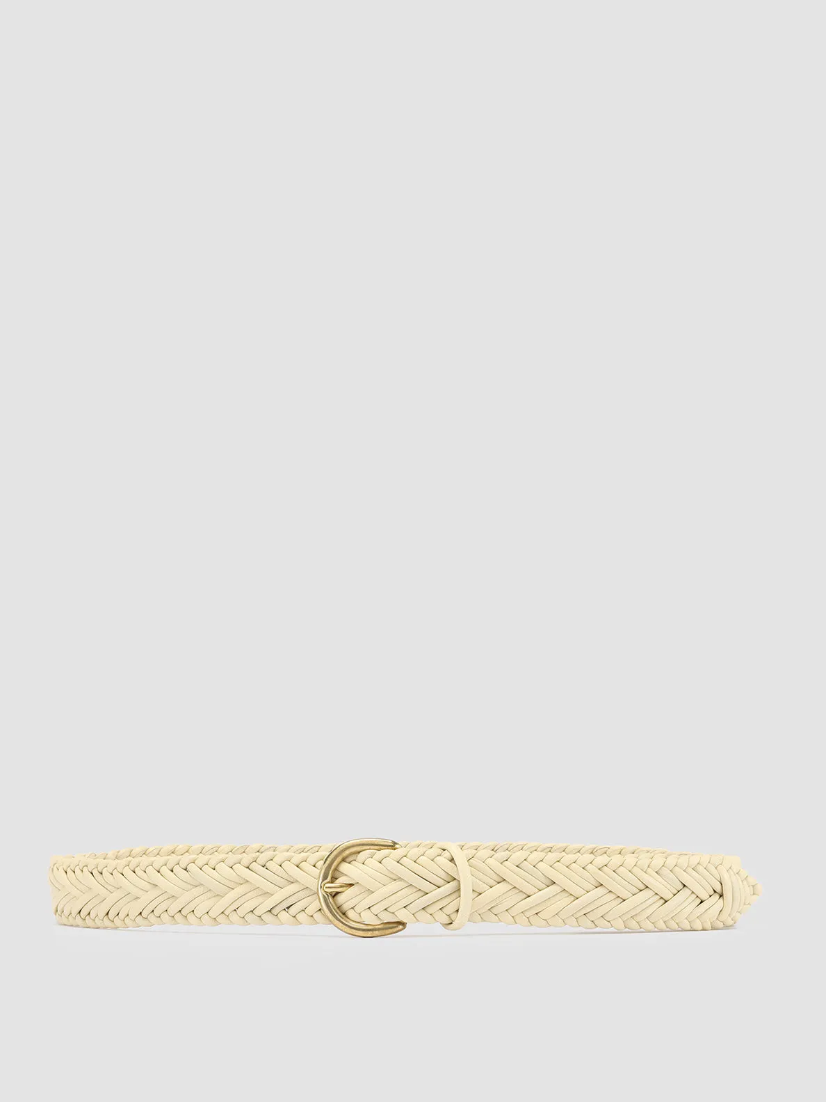 OC STRIP 36 - Ivory Woven Leather Belt