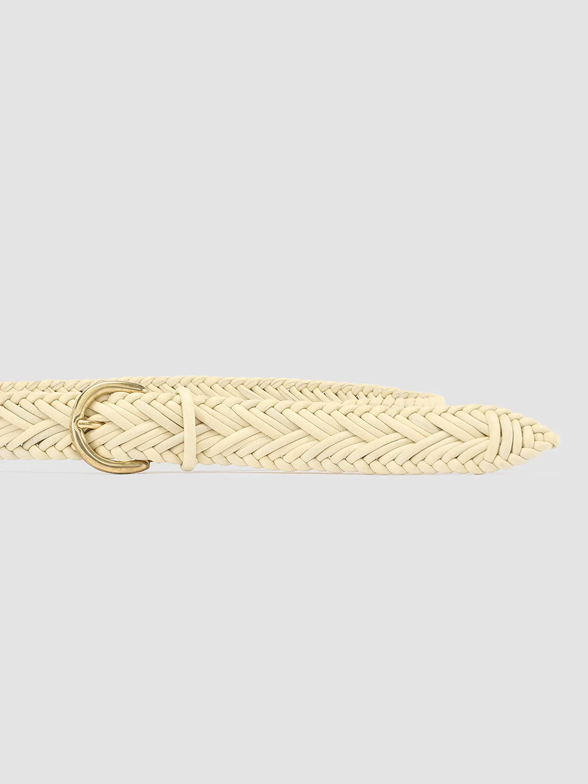 OC STRIP 36 - Ivory Woven Leather Belt