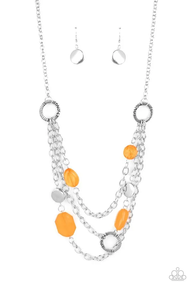 Paparazzi Necklace ~ Oceanside Spa - Orange