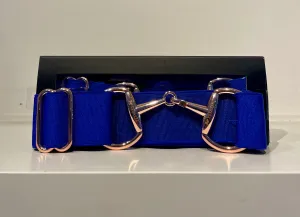 Pesazia - Logo Stretch Bit Belts - Navy w/ Rose Gold Snaffle Bit