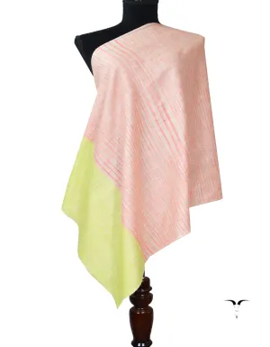 pink and lemon striped pashmina stole 7971