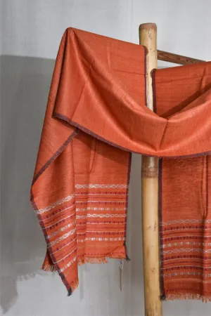 Pure Silk Almora Patterned Stole | Orange