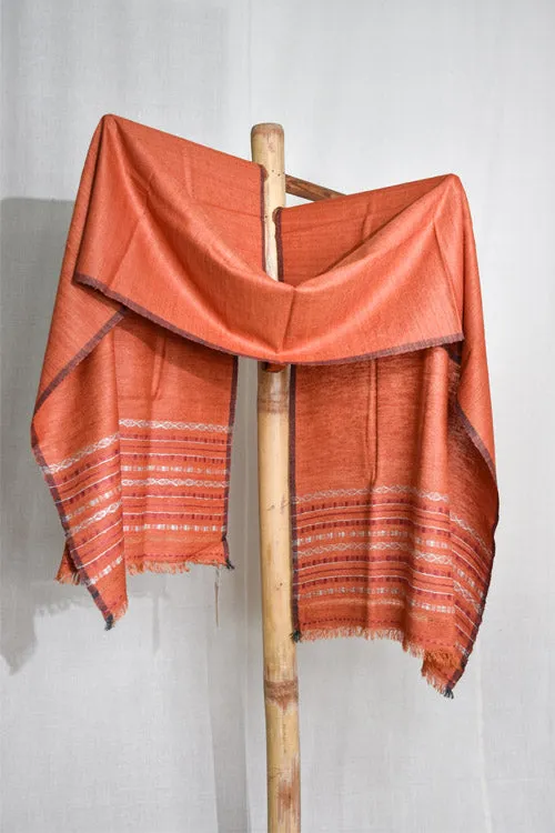 Pure Silk Almora Patterned Stole | Orange