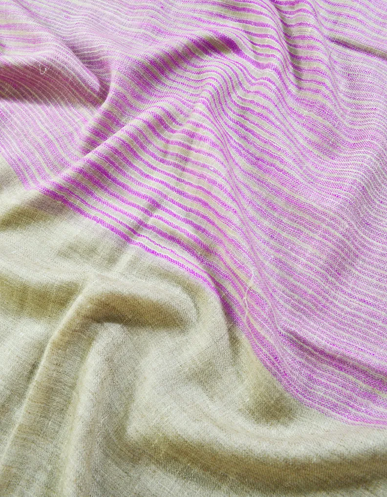 Purple And Natural striped pashmina stole 8036