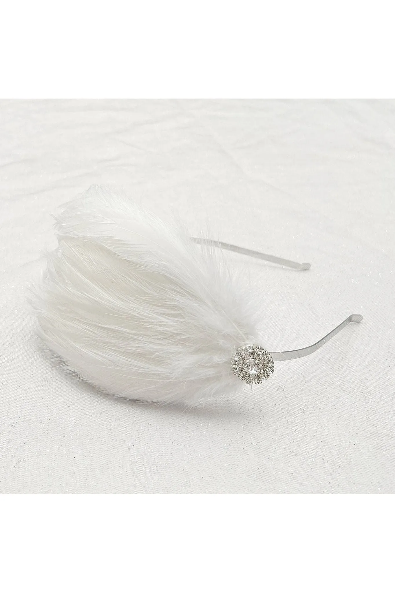 QueenMee Accessories White Fascinator Headband With Feathers