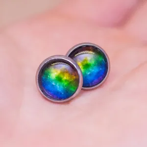 Rainbow galaxy subtle pride earrings - stud or dangle