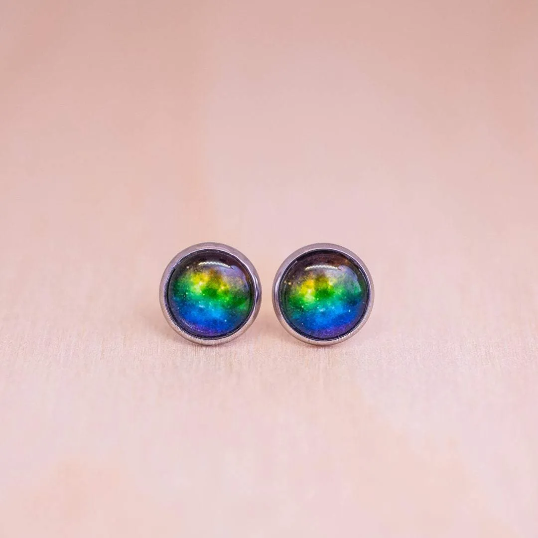 Rainbow galaxy subtle pride earrings - stud or dangle