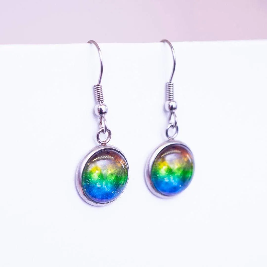 Rainbow galaxy subtle pride earrings - stud or dangle