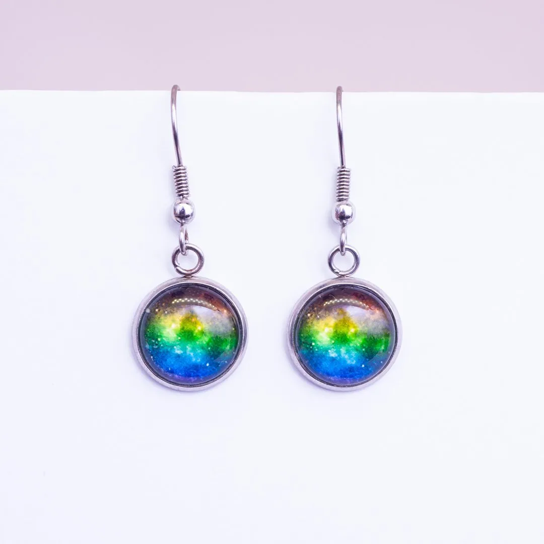 Rainbow galaxy subtle pride earrings - stud or dangle