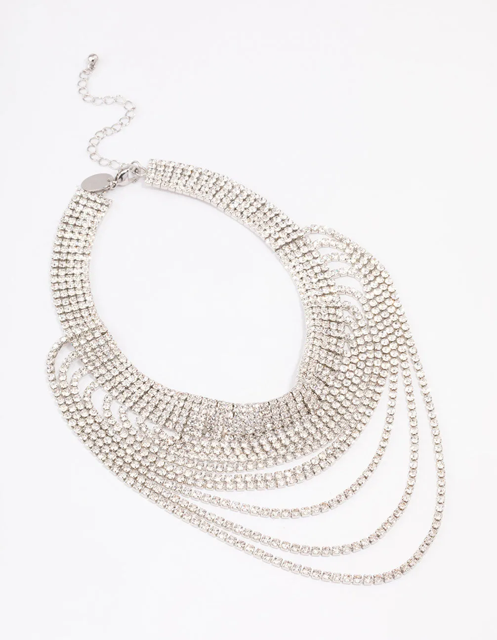 Rhodium Diamante Drape Choker