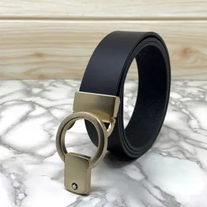 Round Lock Pattern Pressing Buckle With Leather Strap-JonasParamount