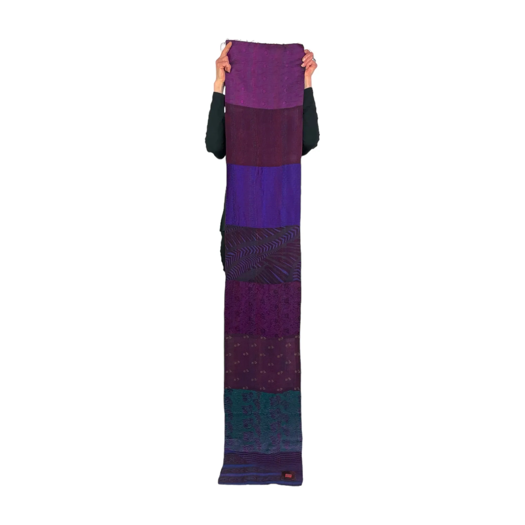 SILK GEORGETTE JACQUARD PATCH SCARF