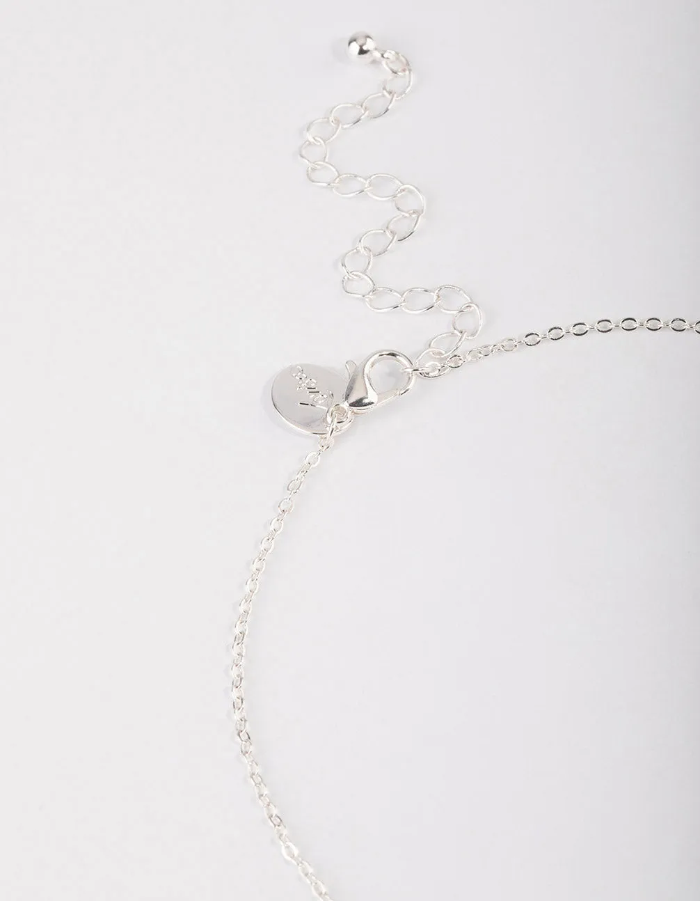 Silver Plated Cubic Zirconia Leaf Freshwater Pearl Y-Necklace